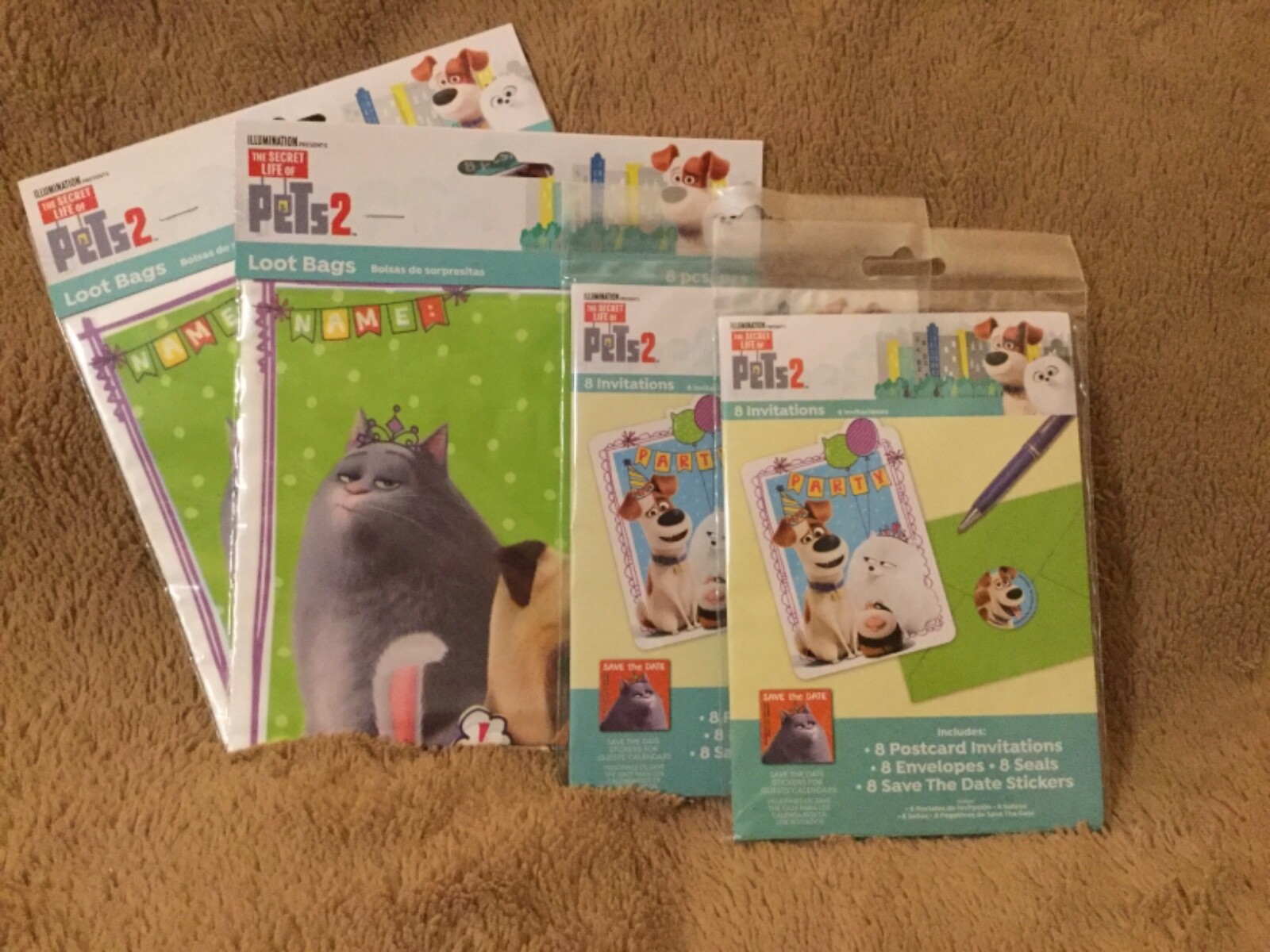 Secret life of pets 2 birthday party supplies lot 16 loot bags 16 invitations