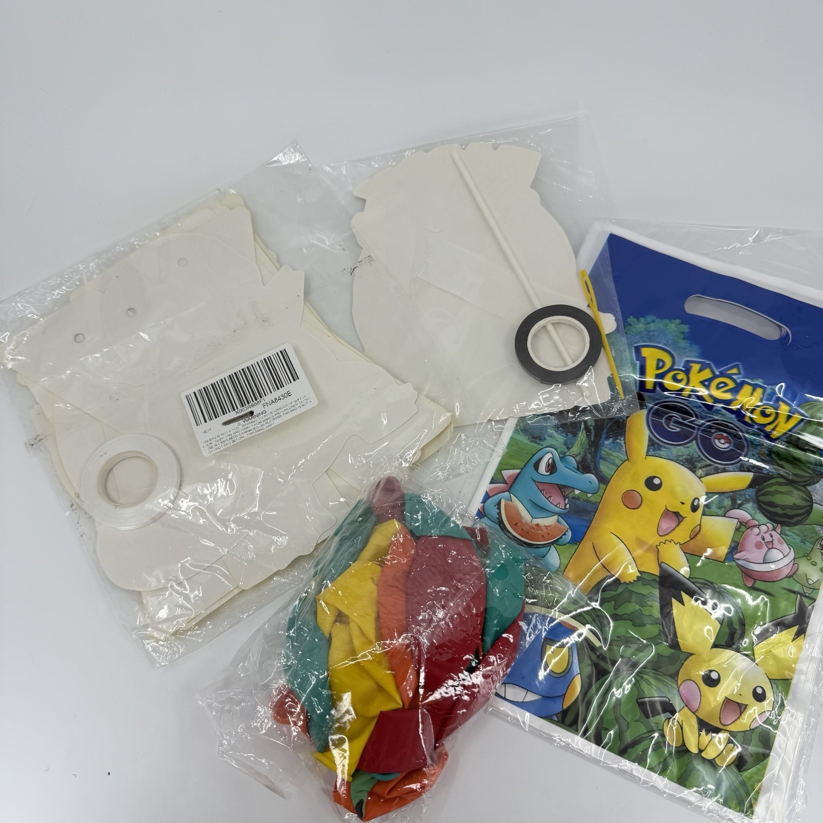 Pokemon Go Birthday Party Banner, Favors Bags, Balloons, Cake Topper NWOT