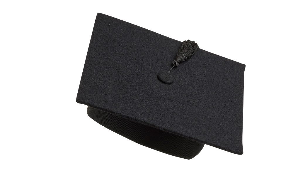 Graduation Mortarboard – Master’s Fitted Black Cap Hat – Academic Gown Accessory