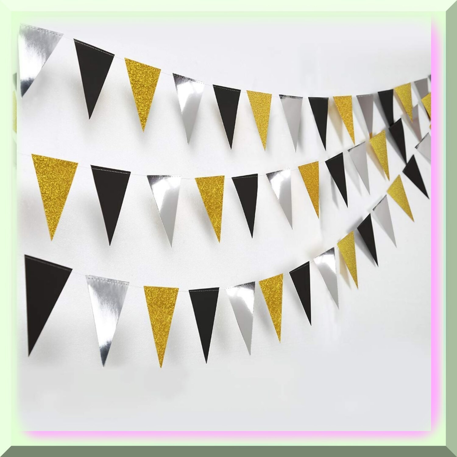Shimmering Triangle Banner Set for Celebrations