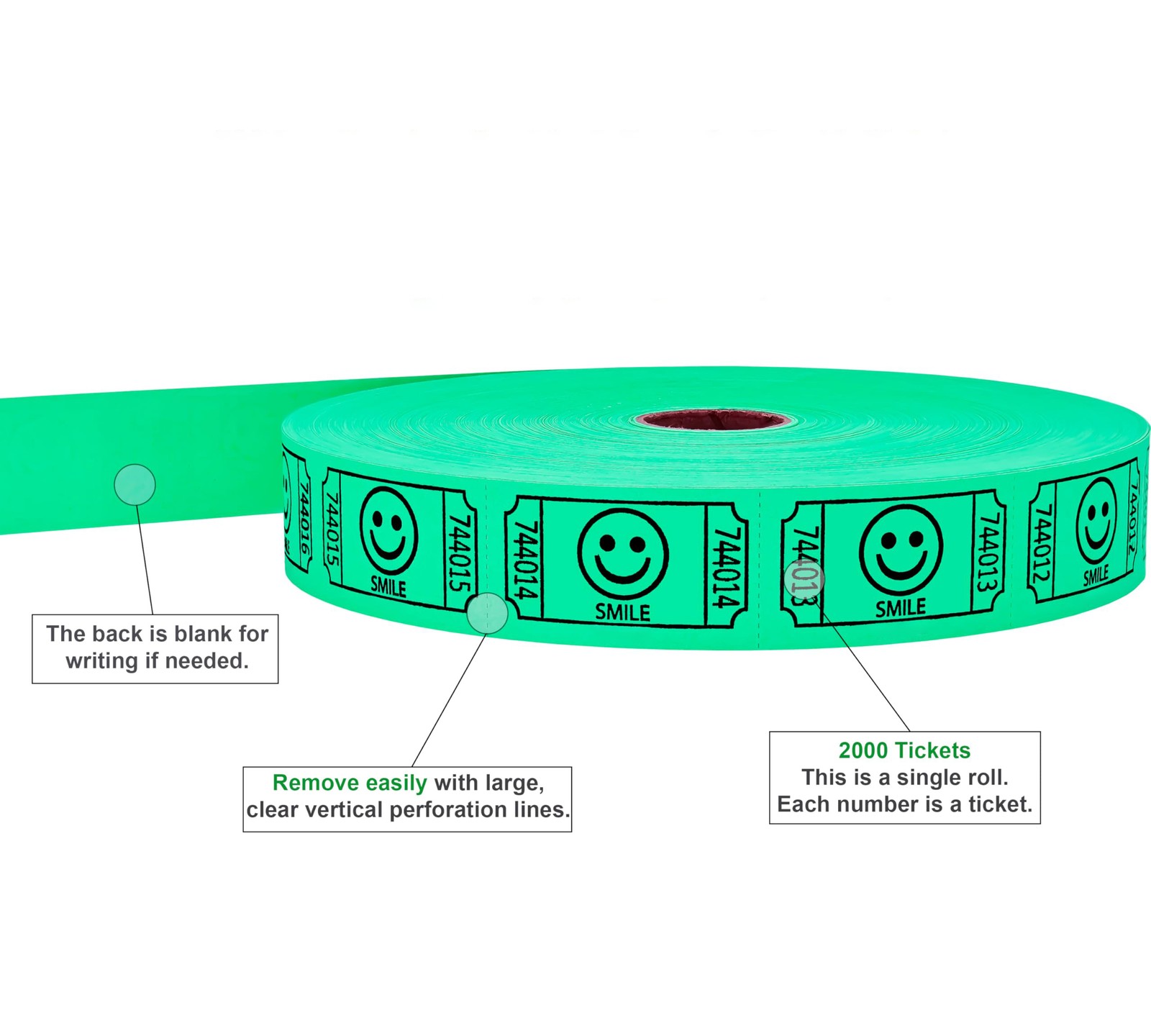 2000 Smile Event Tickets, Green, Raffle, Activities, Lucky Draw