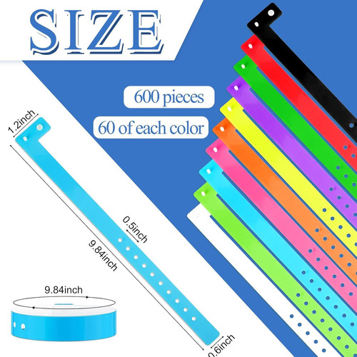 Henoyso 600 Pcs Multicolor Plastic Wristbands for 9.84 inches,