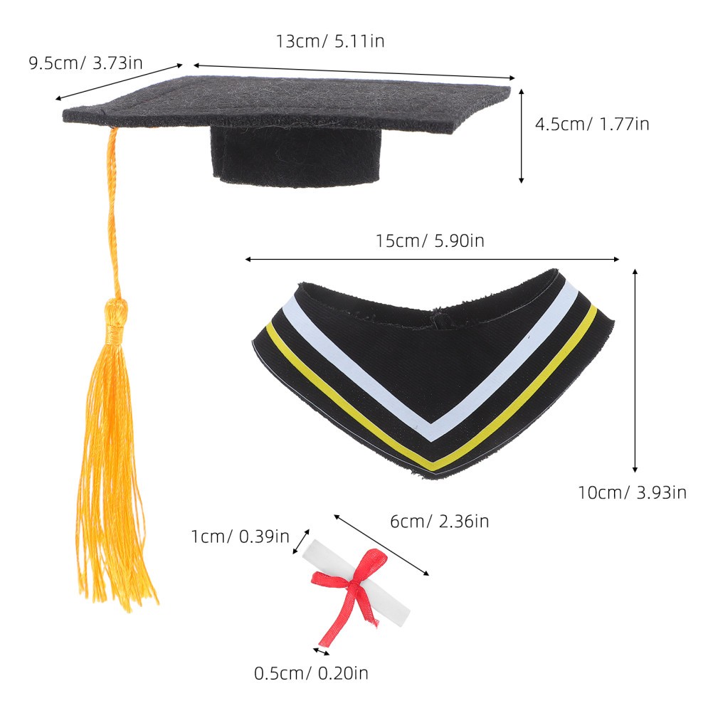 2 Sets Graduation Toy Bear Doll Outfit Graduation Gown Set Assorted Color Plush