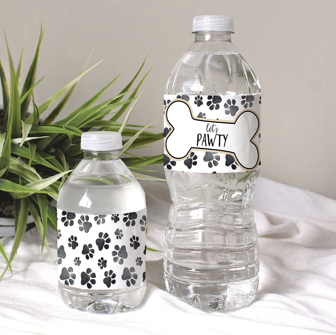 Puppy Dog Birthday Party Water Bottle Labels, 24 Stickers