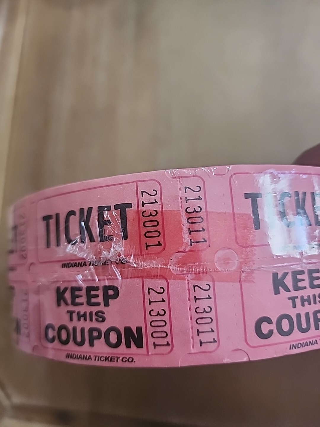 Roll of 2000 Pink Double Stub Raffle Tickets Split the Pot 50/50 New Sealed