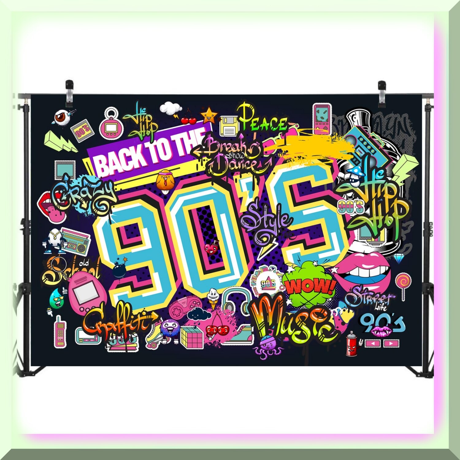 Retro 90s Graffiti Scene Backdrop