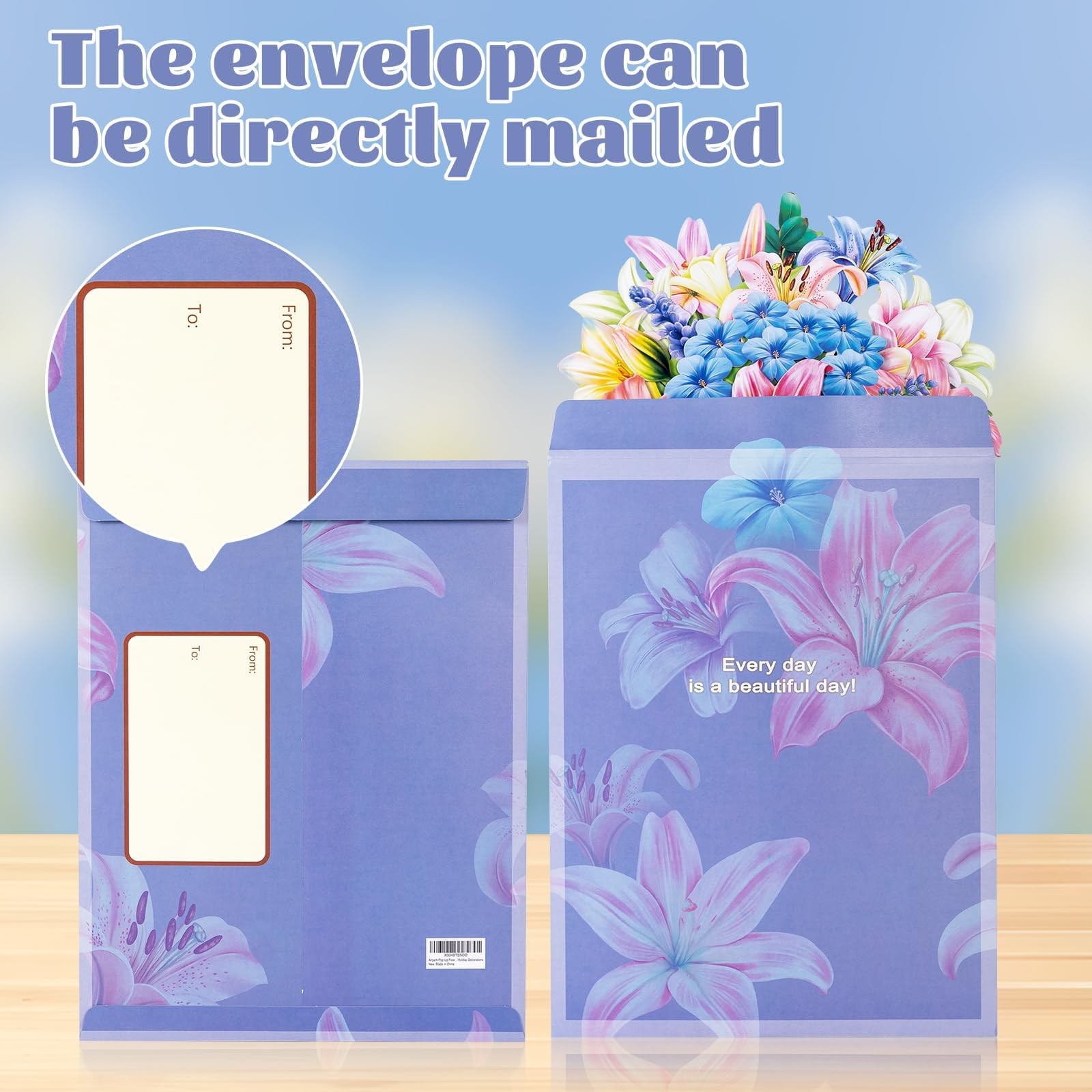 Airpark Pop Up Flower Bouquet Card for Women, 3D Floral 14 inch,
