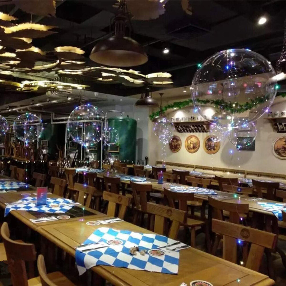 10 Pack LED Light Up BoBo Balloons 20″ Transparent Party Birthday Bubble Balloon