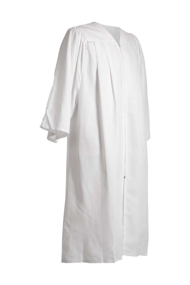 Choir Robe White Zip Gown Mens Priest Preacher Church Flat Pleat Graduation Lady