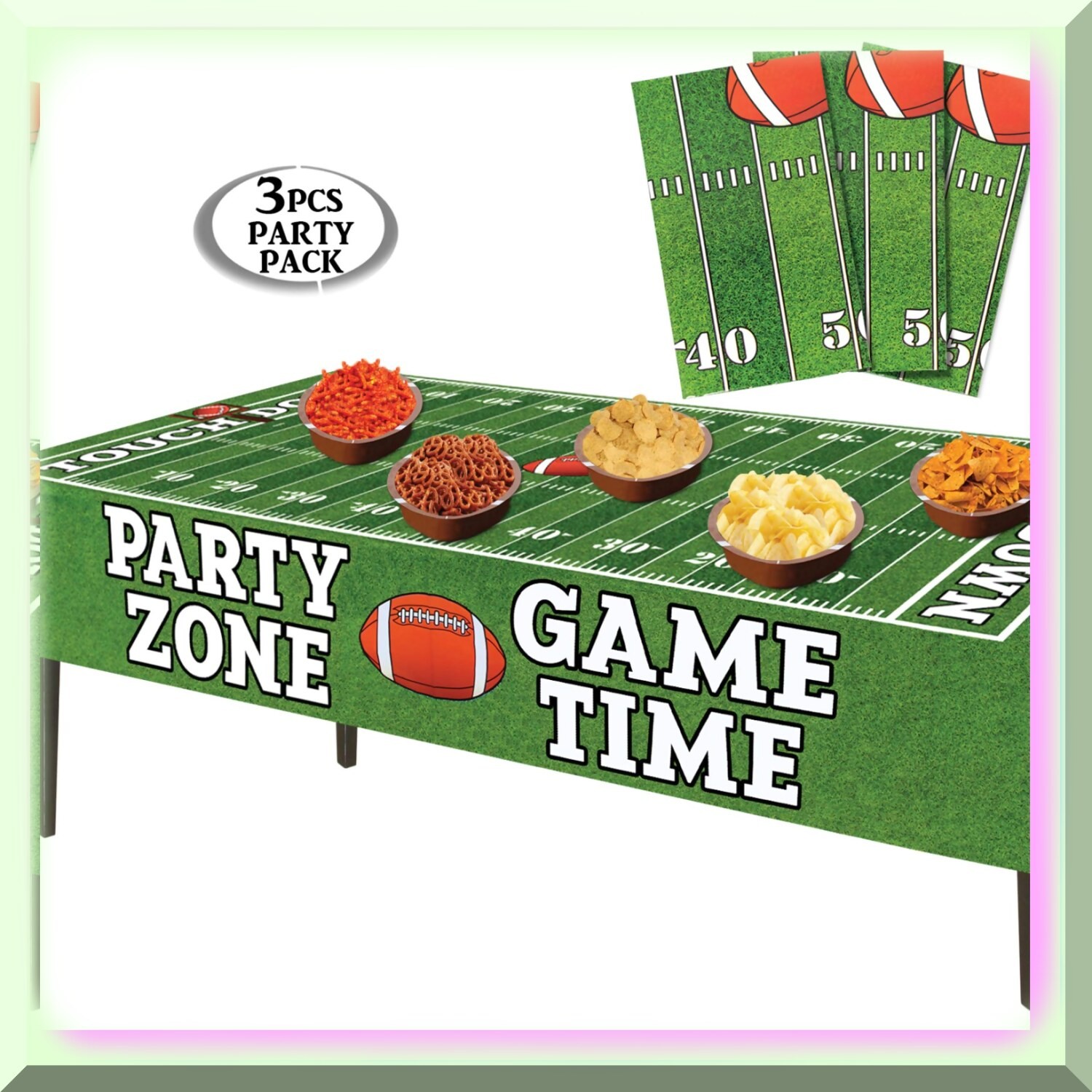 Football Field Tailgate Tablecloths 3 Pack