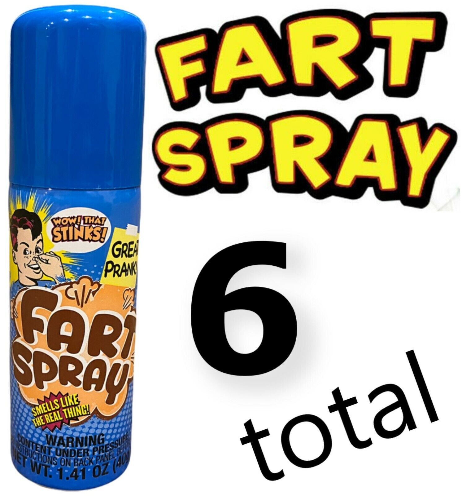 6 LARGE FART SPRAY CANS – GaG Liquid Stinky Poop Ass Turd Vomit Puke Stink Prank