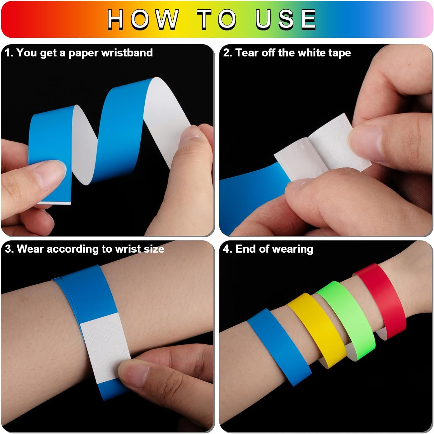 1200 Pulseras De Papel Para Brazaletes De Identificación De Eventos