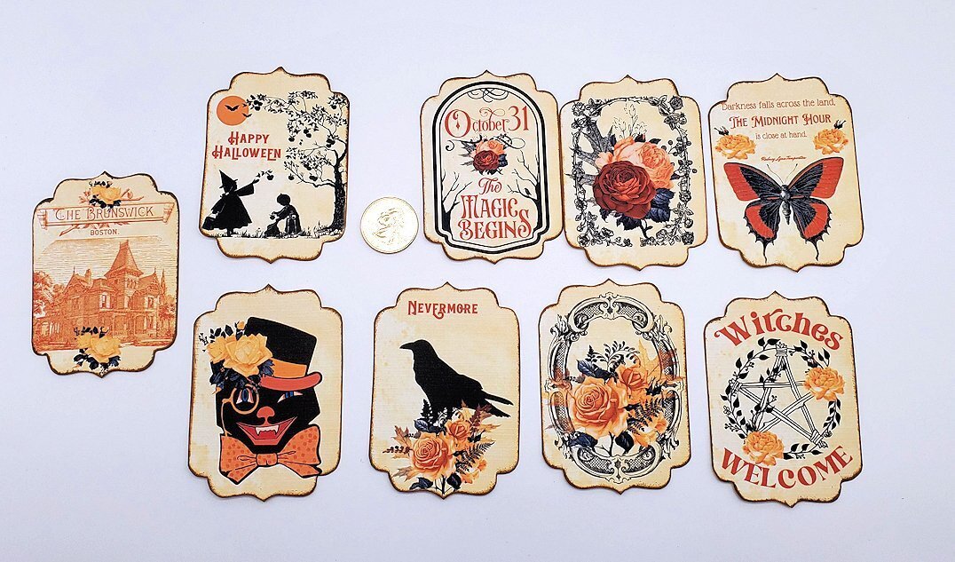 9-Halloween-Vintage Style-Bottle-Journal-Ephemera-Linen Cardstock-Label-Stickers