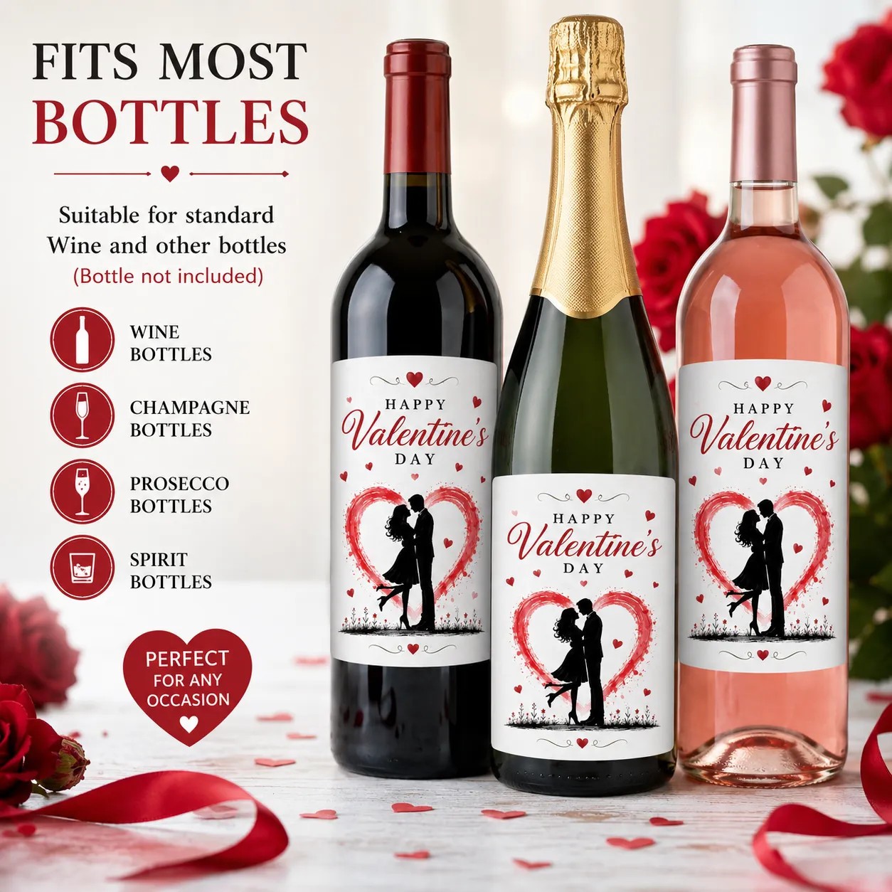 Personalised Valentine’s Day Bottle Label Sticker Custom Wine Gift for Couples
