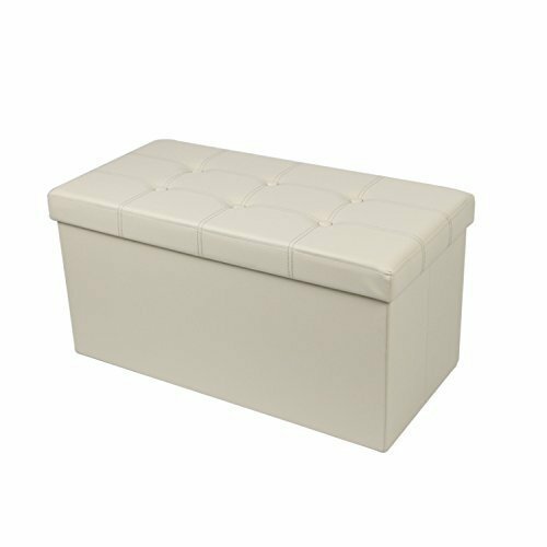 Soft Cornered Upholstered PVC Ottoman Three Colors (Cream)