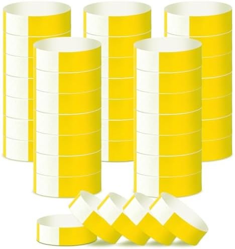 500 Pcs Yellow Paper Wristbands for Events Waterproof Neon Wrist Bands Adhesive