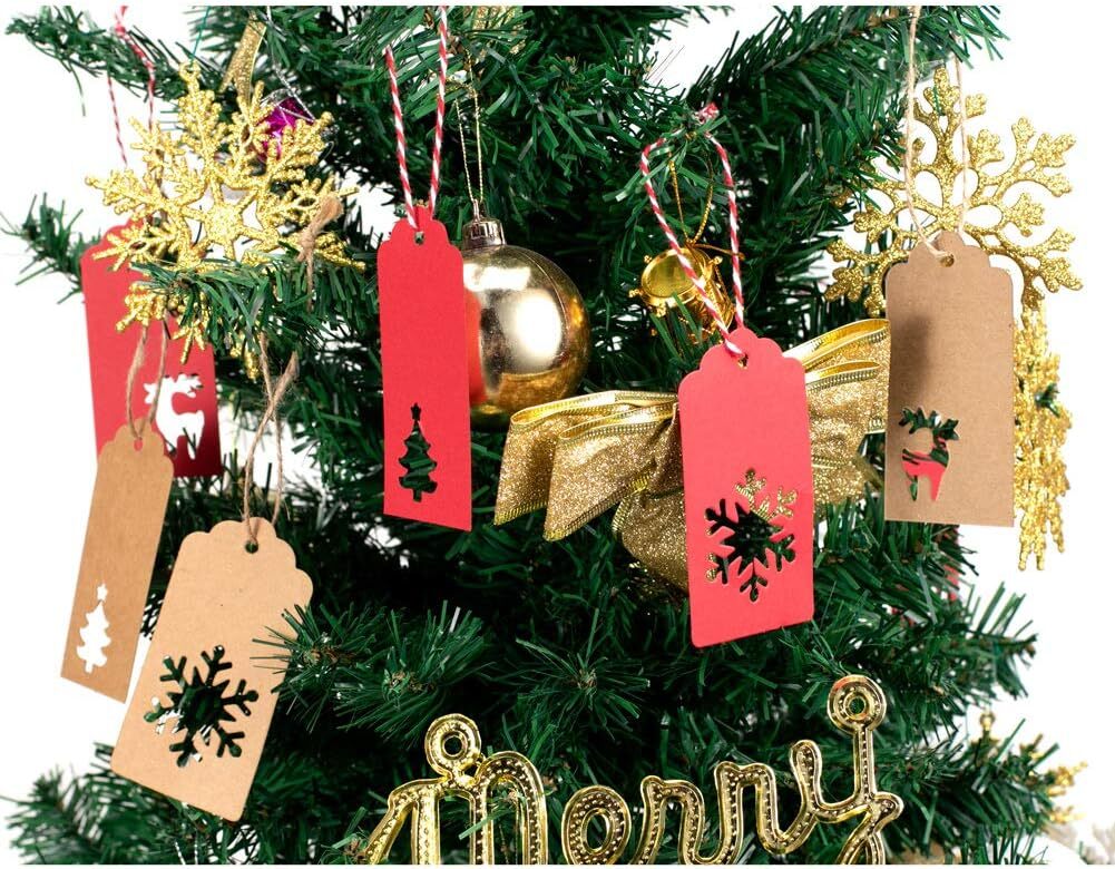 Gift Tags with Holes Present Wrap Tag Paper Twine Vintage Label Christmas 100pcs
