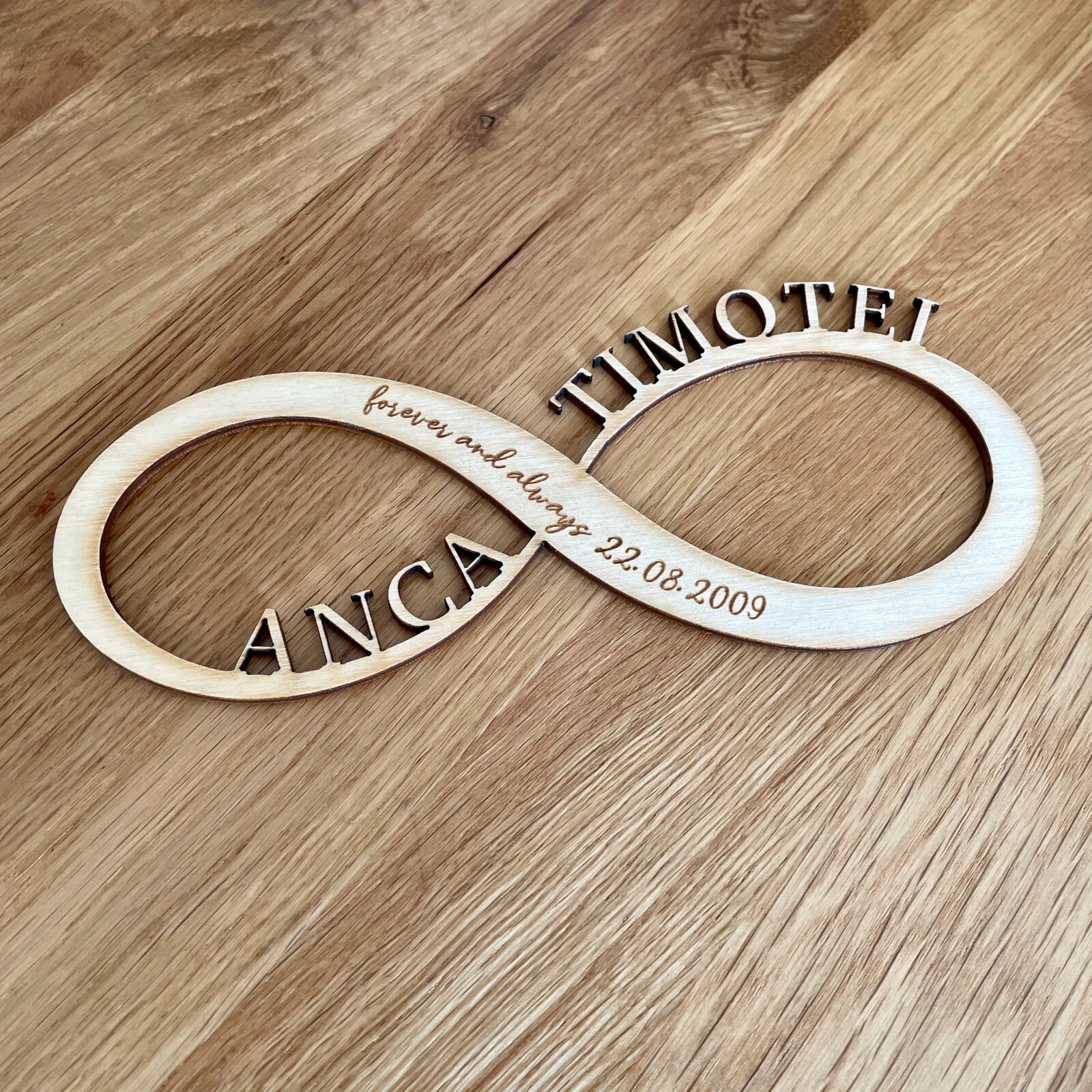 Infinity Sign Personalised Wedding, Anniversary, Home Decor Wood Plaque, Gift