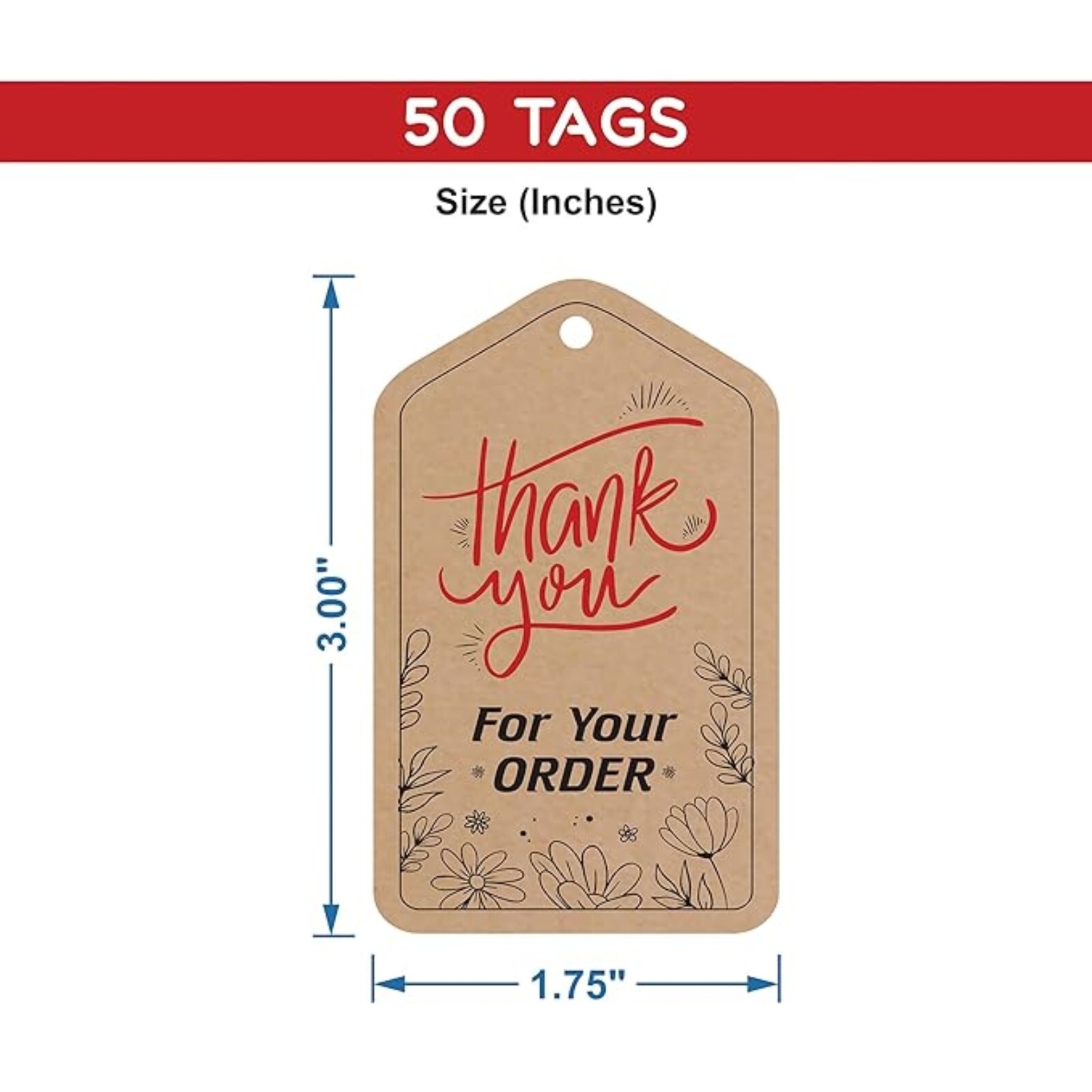 Personalized Kraft Tags with Thread | Thank You Tags For Customer Order