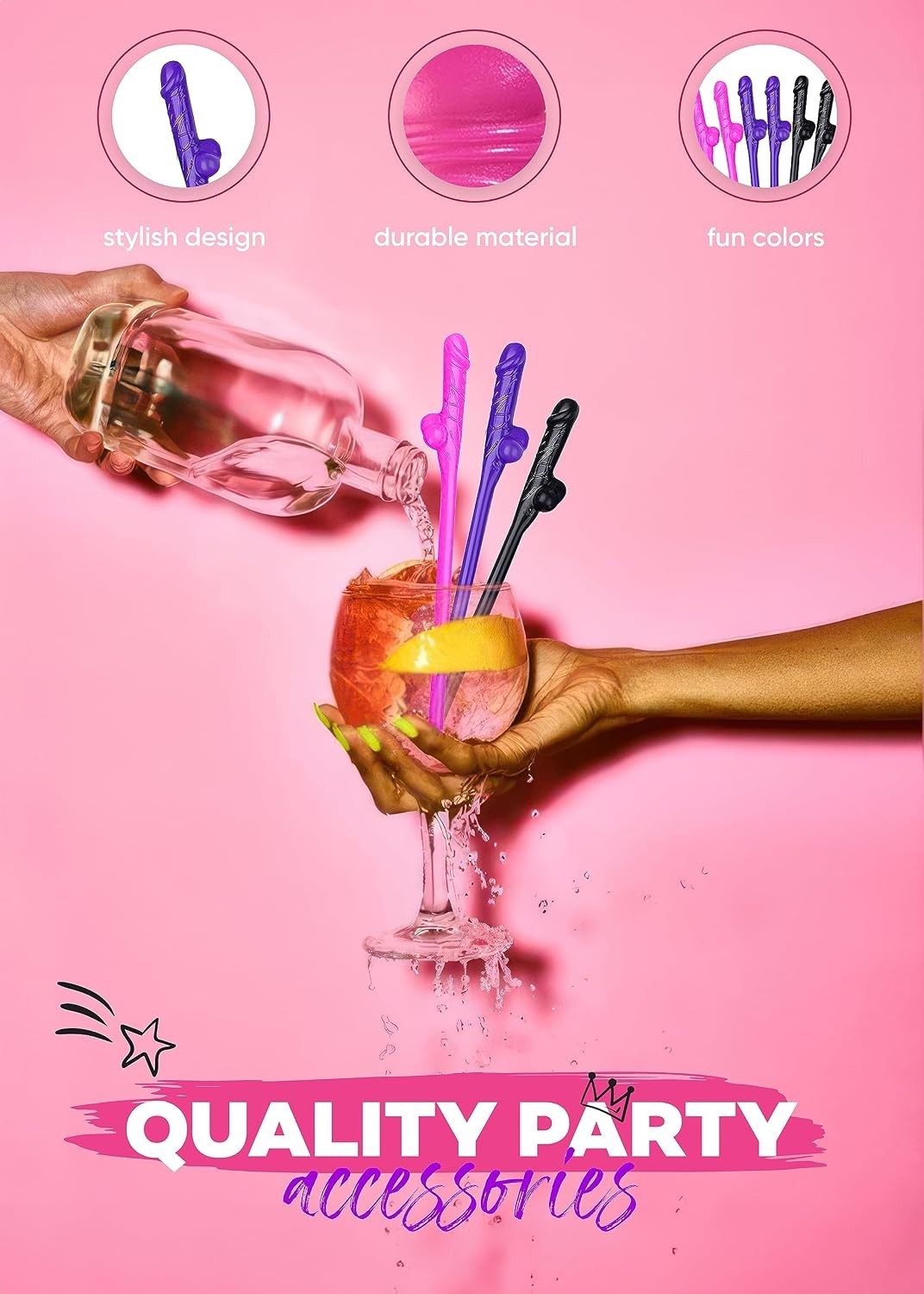 30 pcs Bachelorette Pennis Straws Party Hen Naughty, Willy Shaped Pennis Stra…