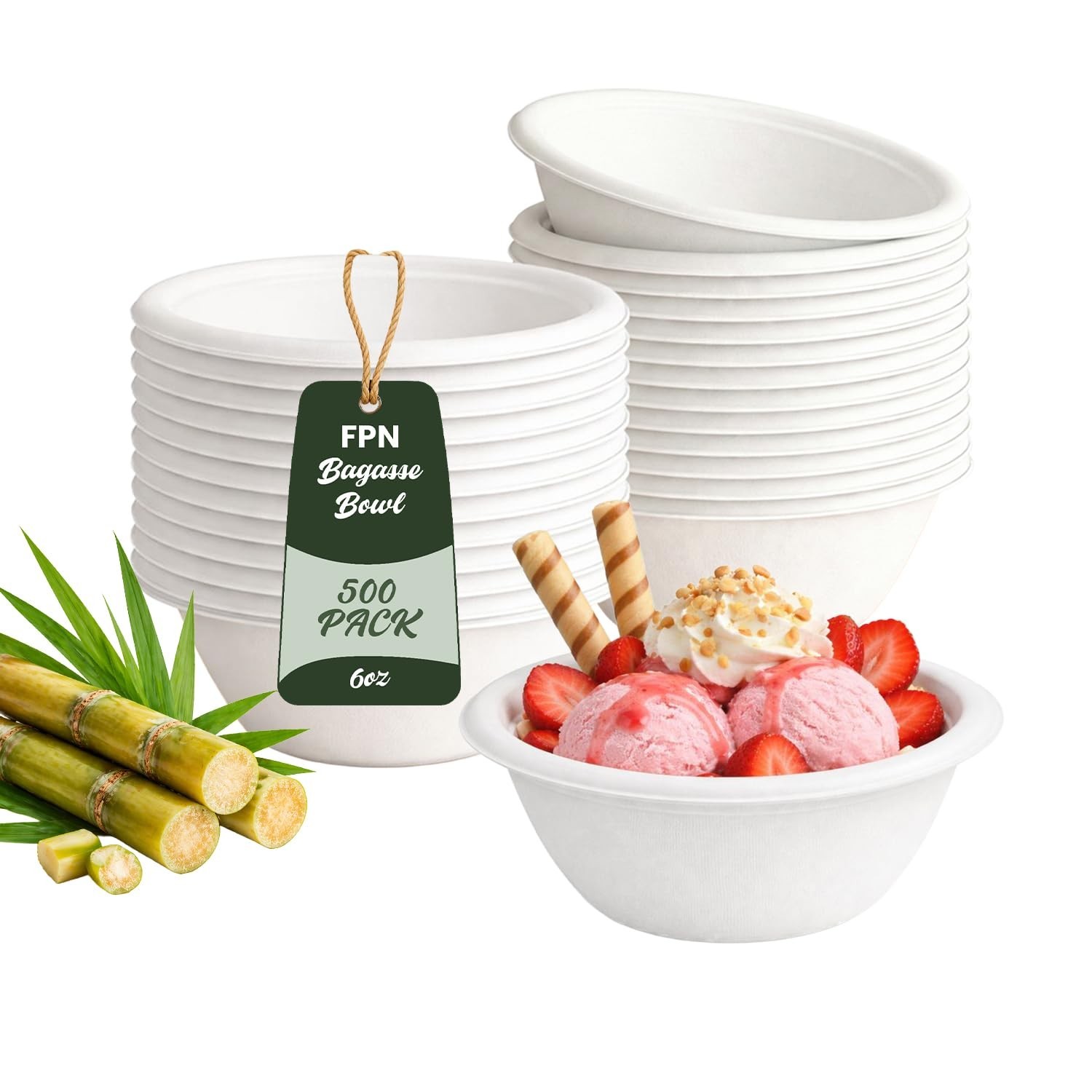 Disposable Compostable Paper Bowls, 200 Pack 6 oz, Heavy-Duty Biodegradable S…