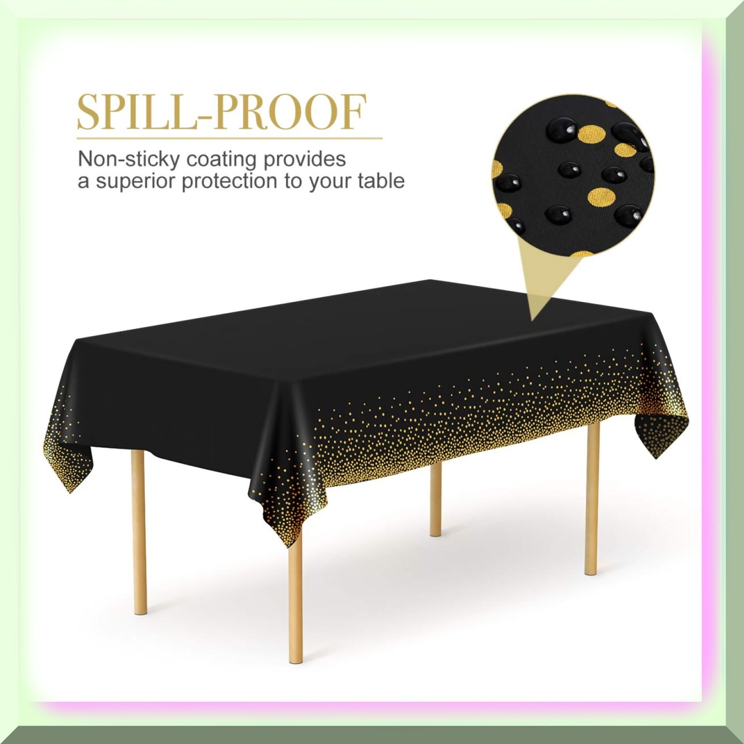 Black and Gold Party Tablecloths Pack of Six