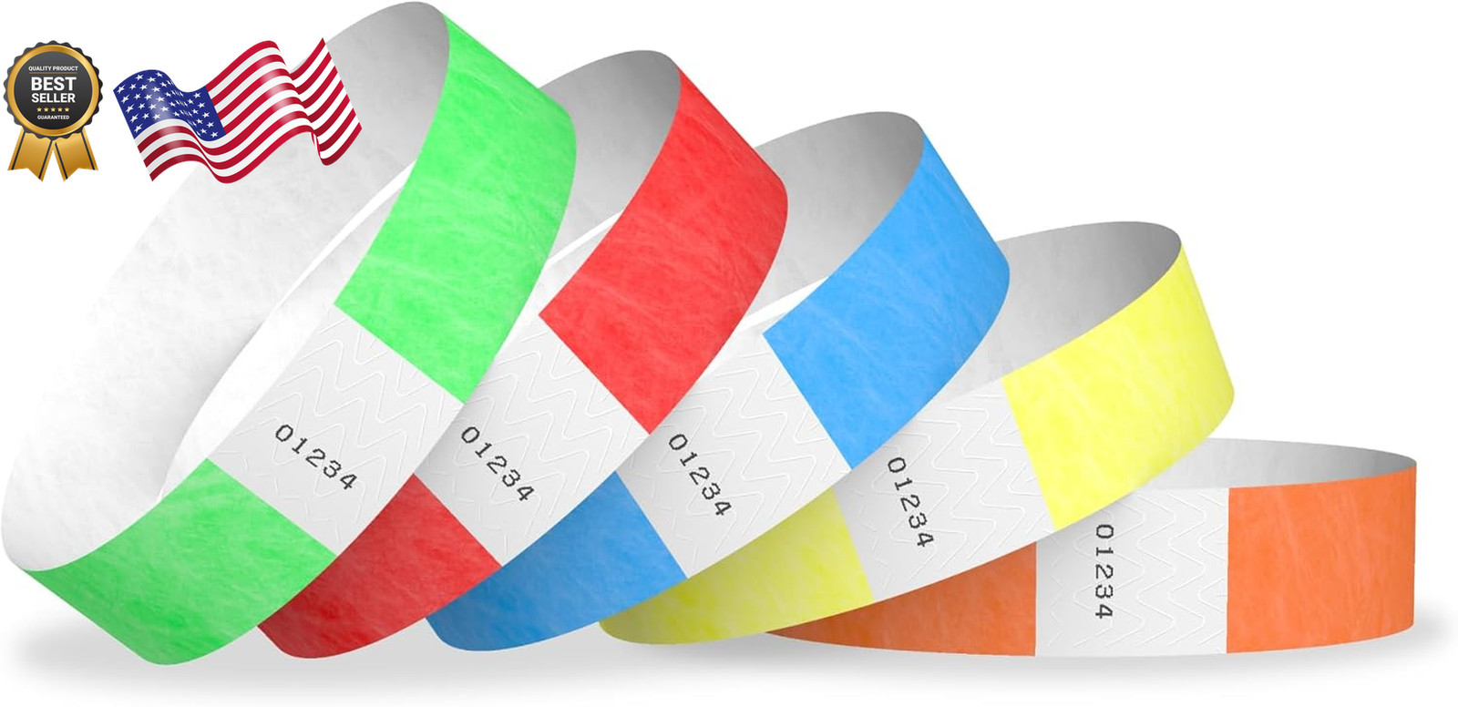 5,000 Tyvek Wristbands for Events 5-Color Variety Pack Tamper-Proof Design