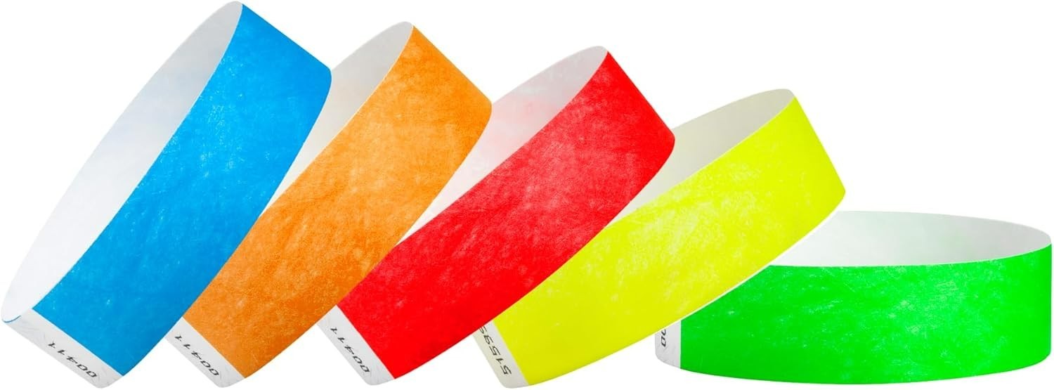500 Tyvek Wristbands for Events – 500 Count, 5-Color Variety Pack – Tamper-Proof