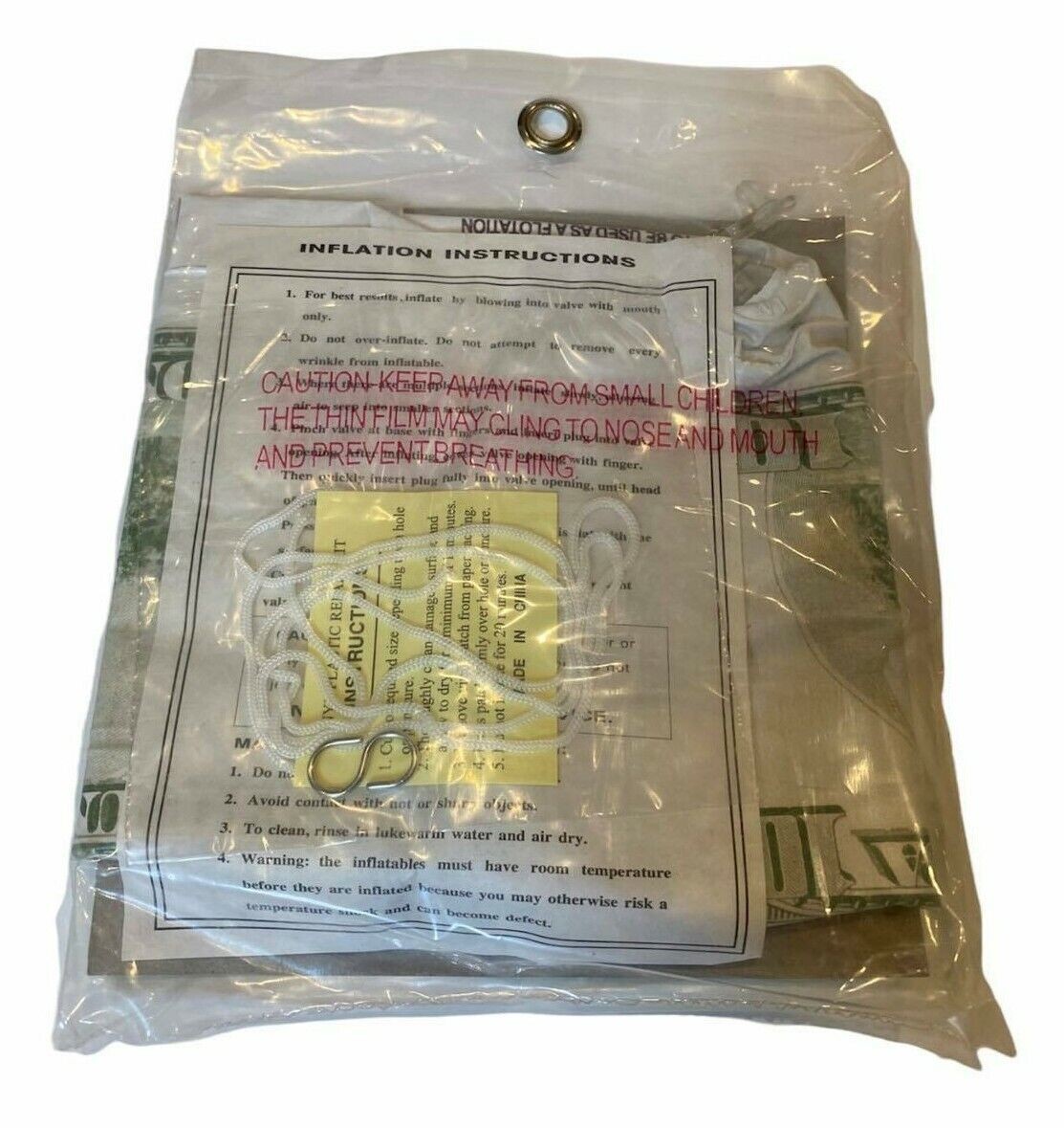 2 Jumbo Inflatable $100 Hundred Dollar Money Bills ~ Party Gag Joke Toy Favors