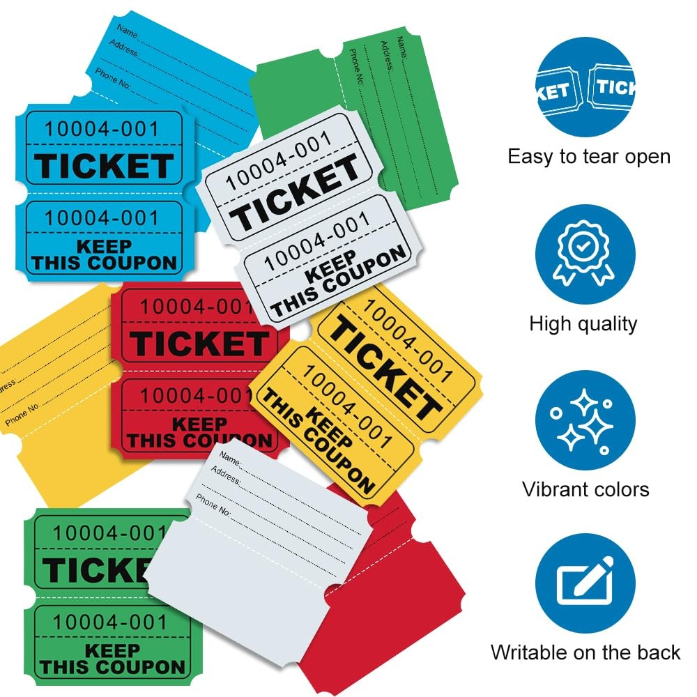 NEW NOAM 1000 Pcs Raffle Tickets Roll, 50/50 Raffle Tickets for Events, Fundr…