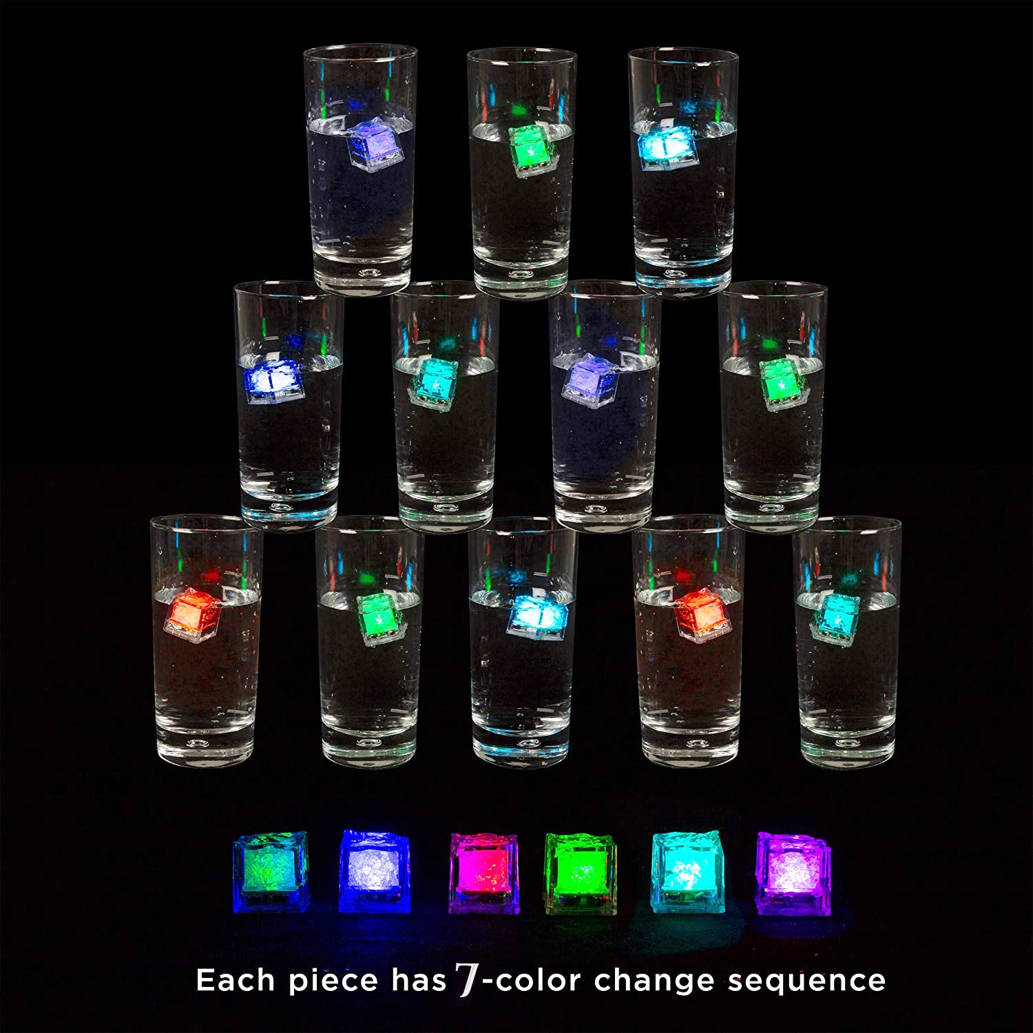 Waterproof Led Light Up Ice Cubes Multicolor Fast Flash Reusable Liquid Sensor