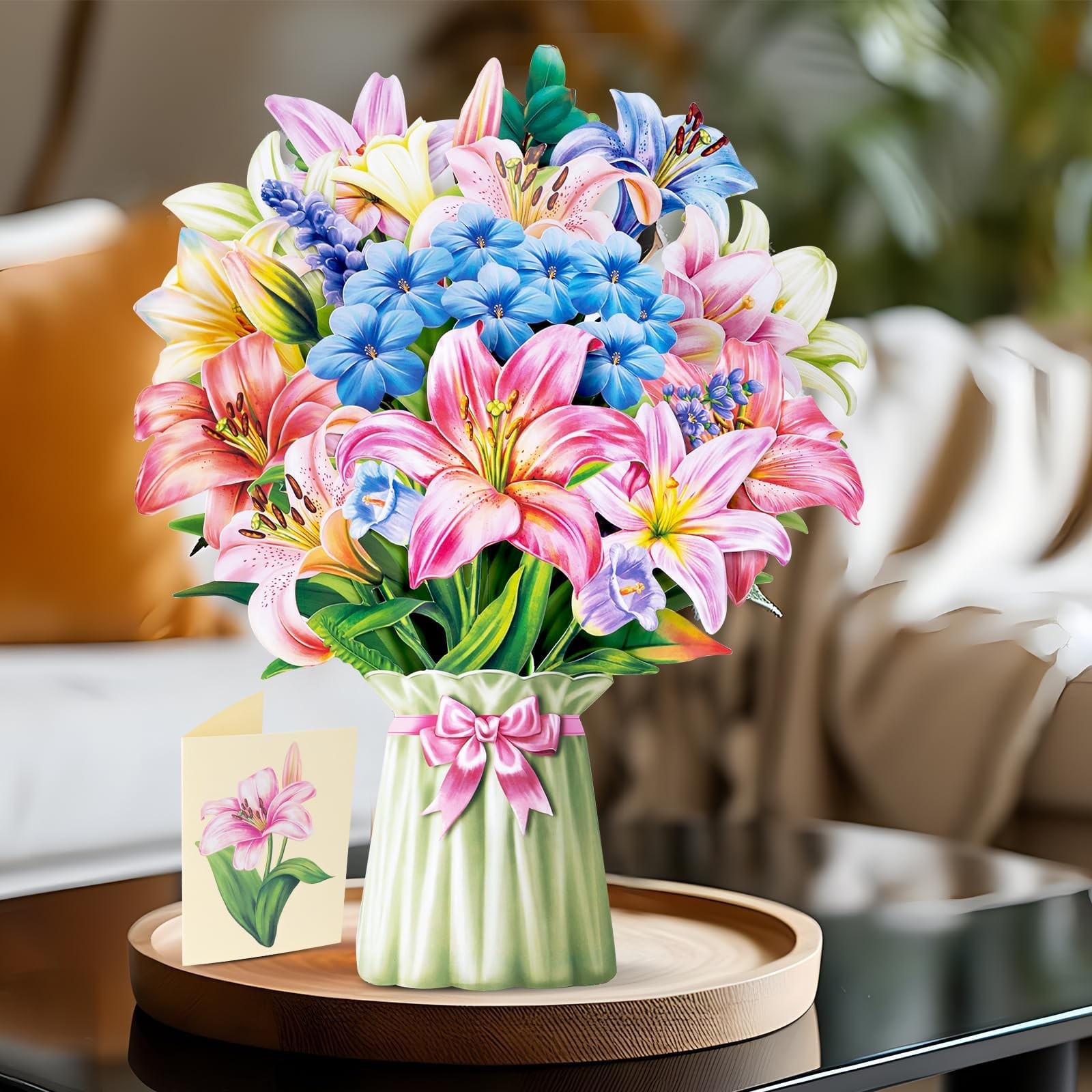Airpark Pop Up Flower Bouquet Card for Women, 3D Floral 14 inch,