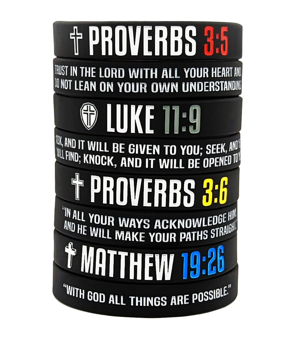 (8-Pack Christian Bible Verses Silicone Bracelets | Religious Gifts Wristband…