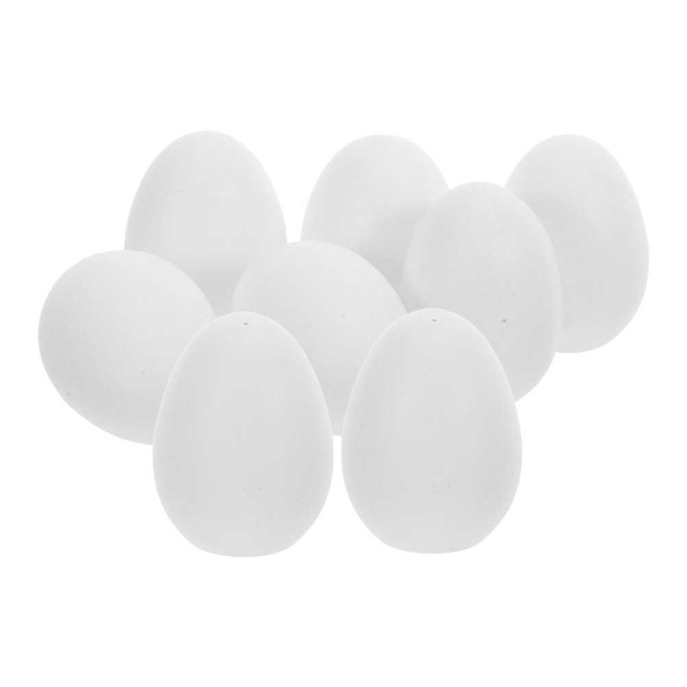 8Pcs White Wooden Easter Eggs for DIY Painting Durable Faux Egg Crafts