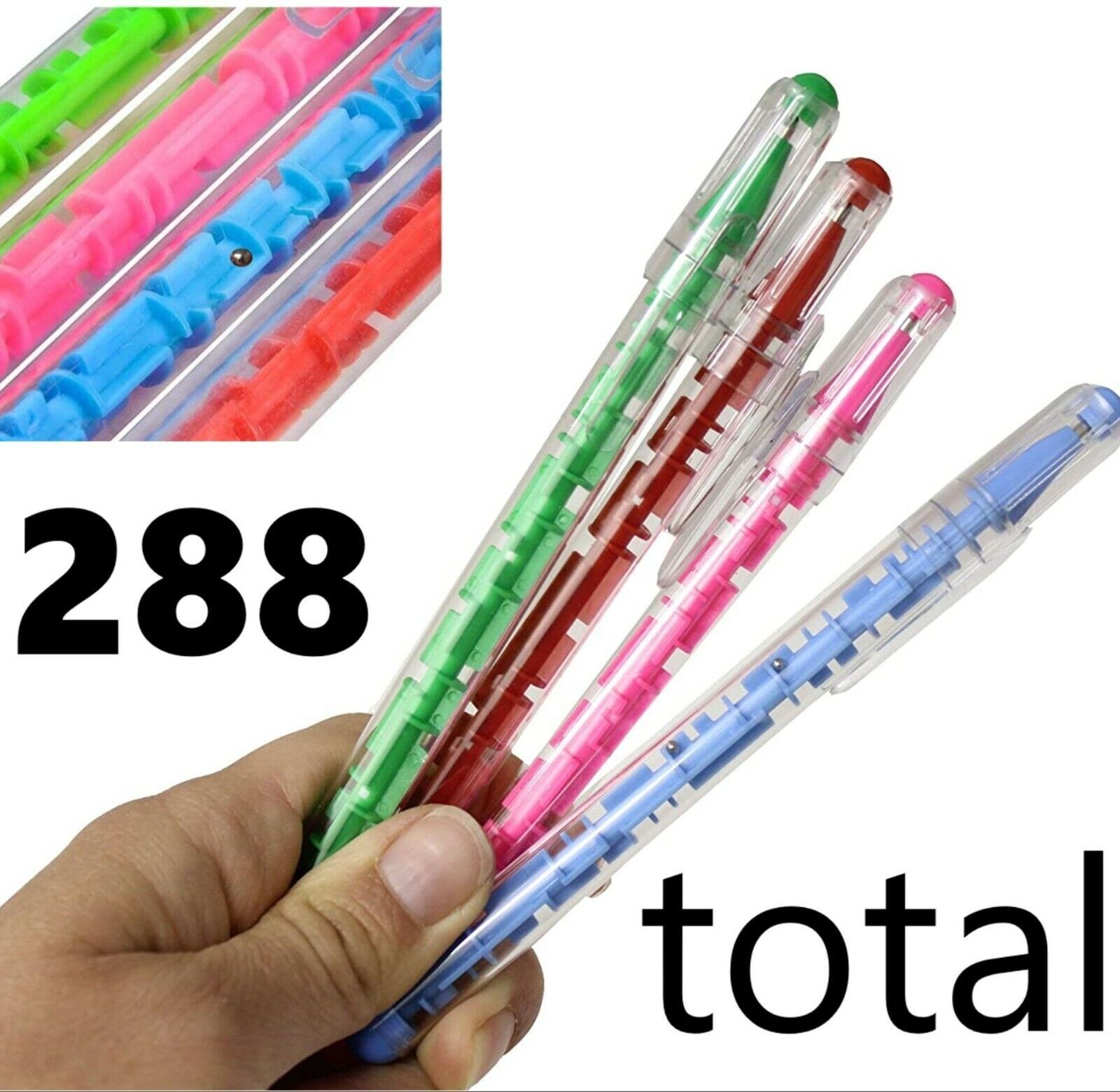 288 MAZE PUZZLE School Office Pen “Built in Balls” Fidget Game Child Toy (24 dz)