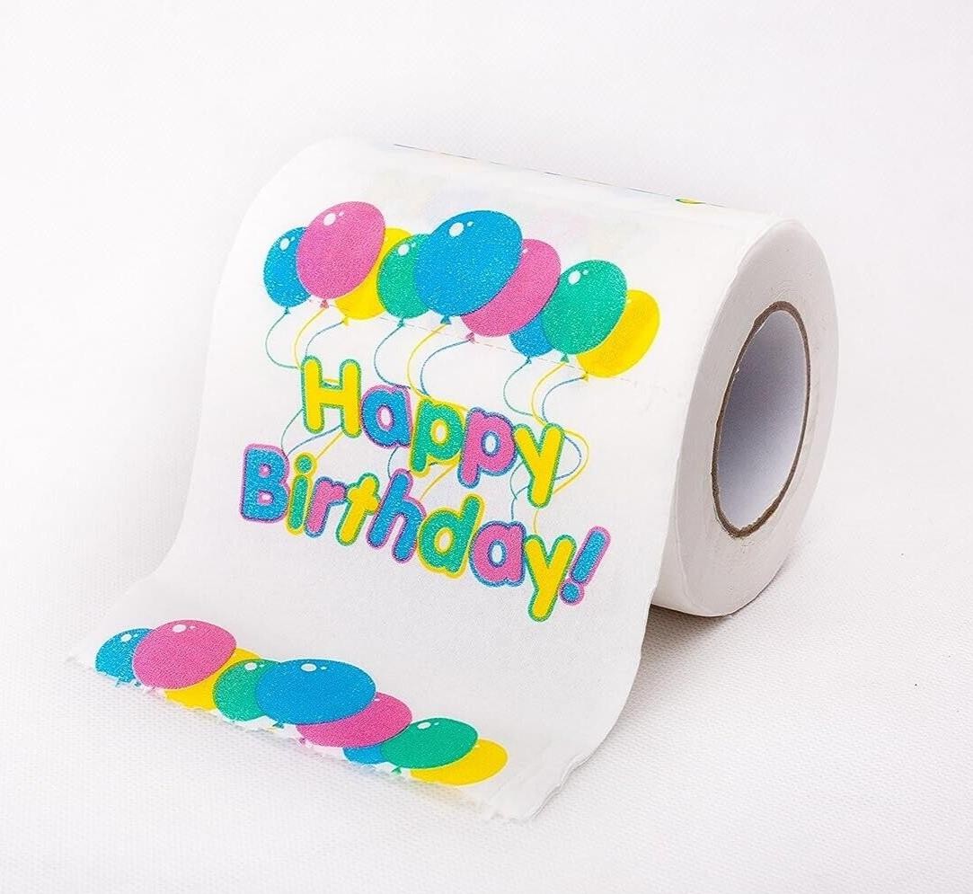 Happy Birthday Toilet Paper – Bathroom Potty Party Favor Fun Gag Novelty