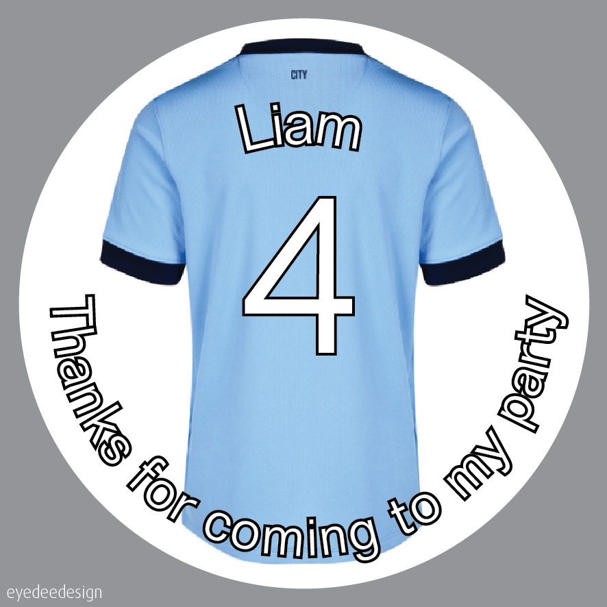 Personalised Light Blue Football Shirt Top Birthday Stickers Party Cake -N453