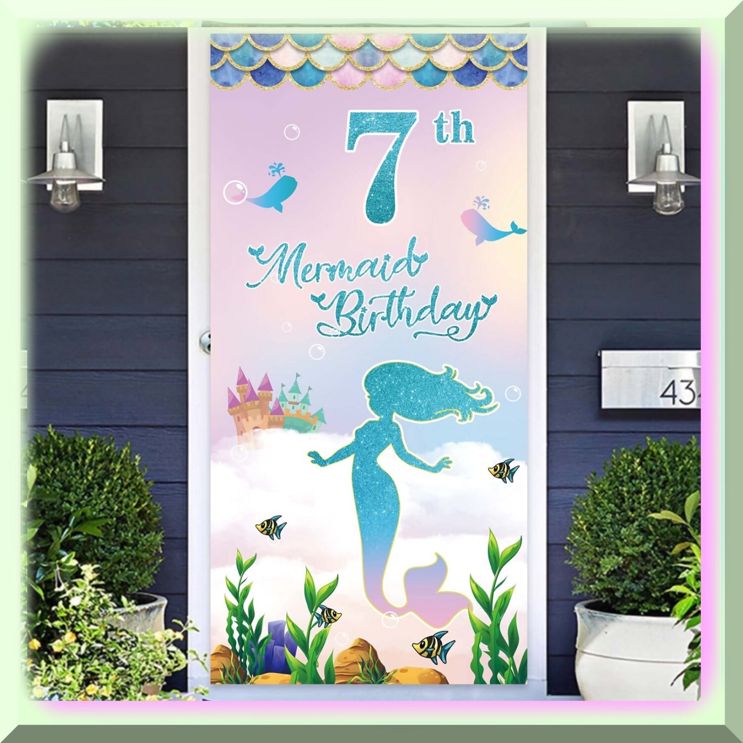 Mermaid 7th Birthday Party Set with Castle Backdrop