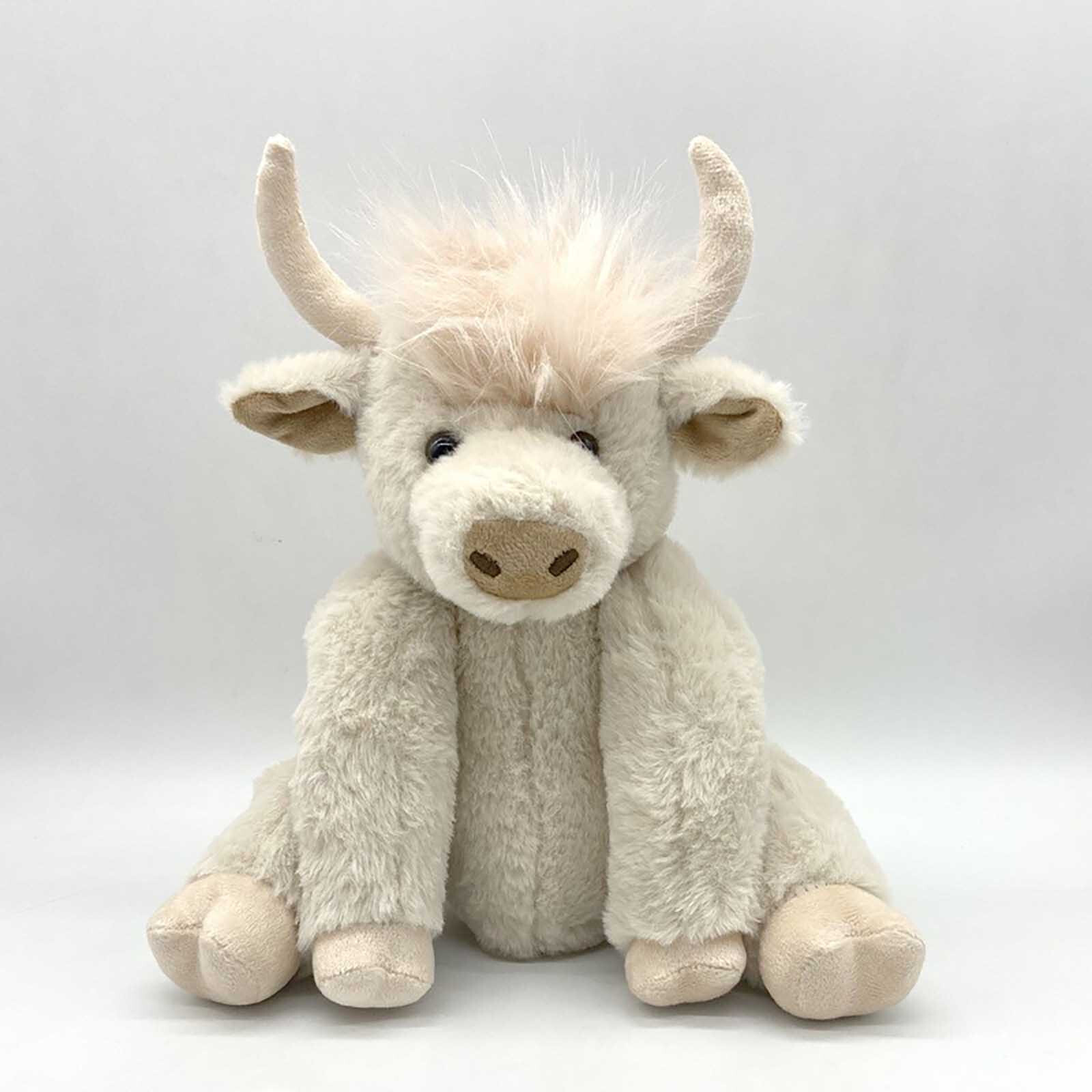 Lifelike Scottish Cow Stuffed Animal Posable Joints Highland Cow Plush Doll Toy