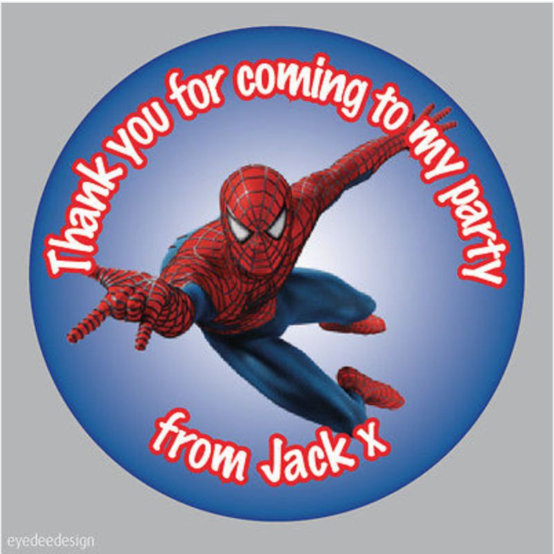 Personalised Spider Super hero Birthday Stickers Party Bag Sweet Cone – 277