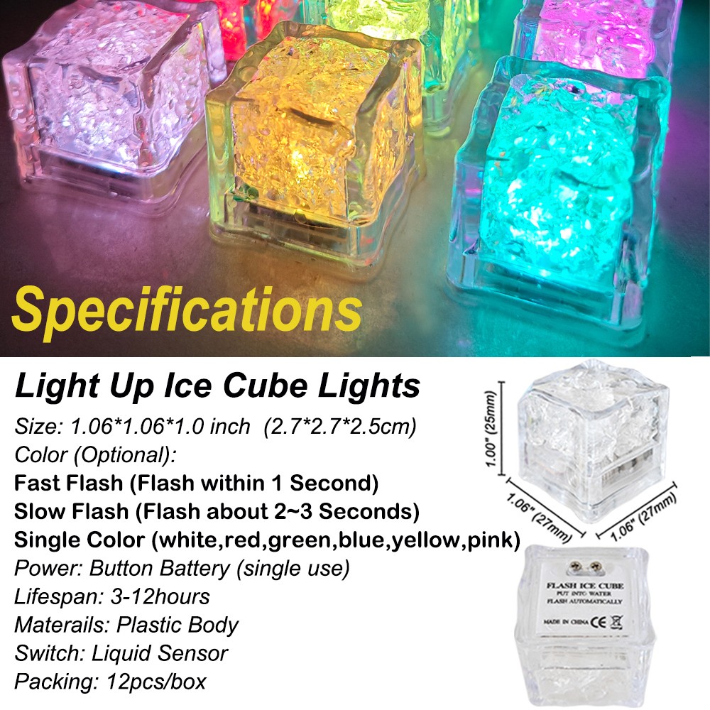 LED Ice Cube Light for Drinks,Light Up Bar Club Glowing Party Wedding Decoration
