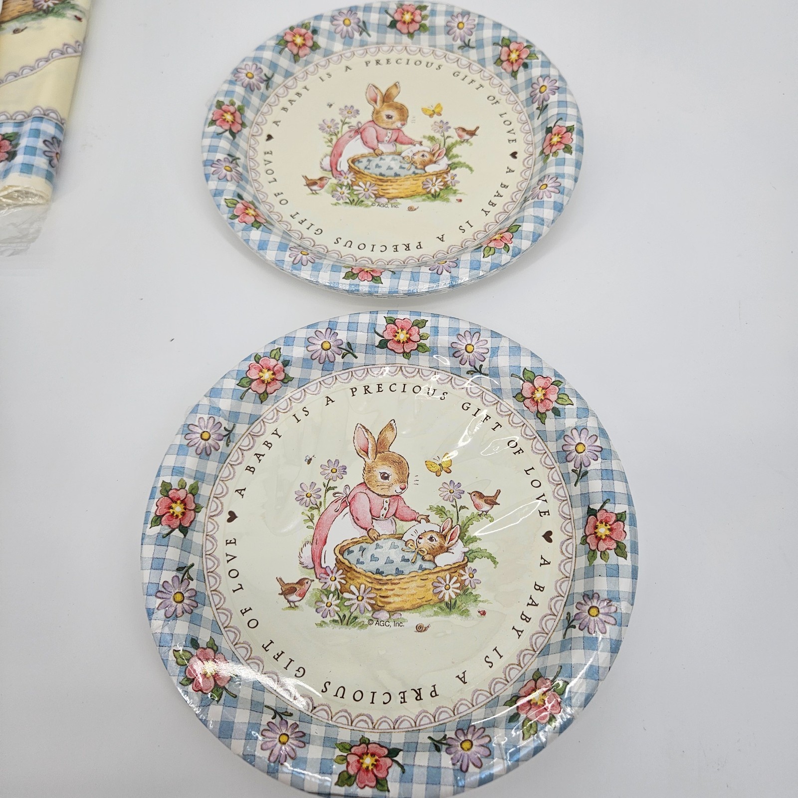 Vintage DesignWare Bunny Baby Shower Supplies Tablecloths Cups Plates Napkins