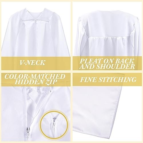Kids Choir Robes Bulk White Graduation Gowns Unisex Matte Baptism Robes for Chur