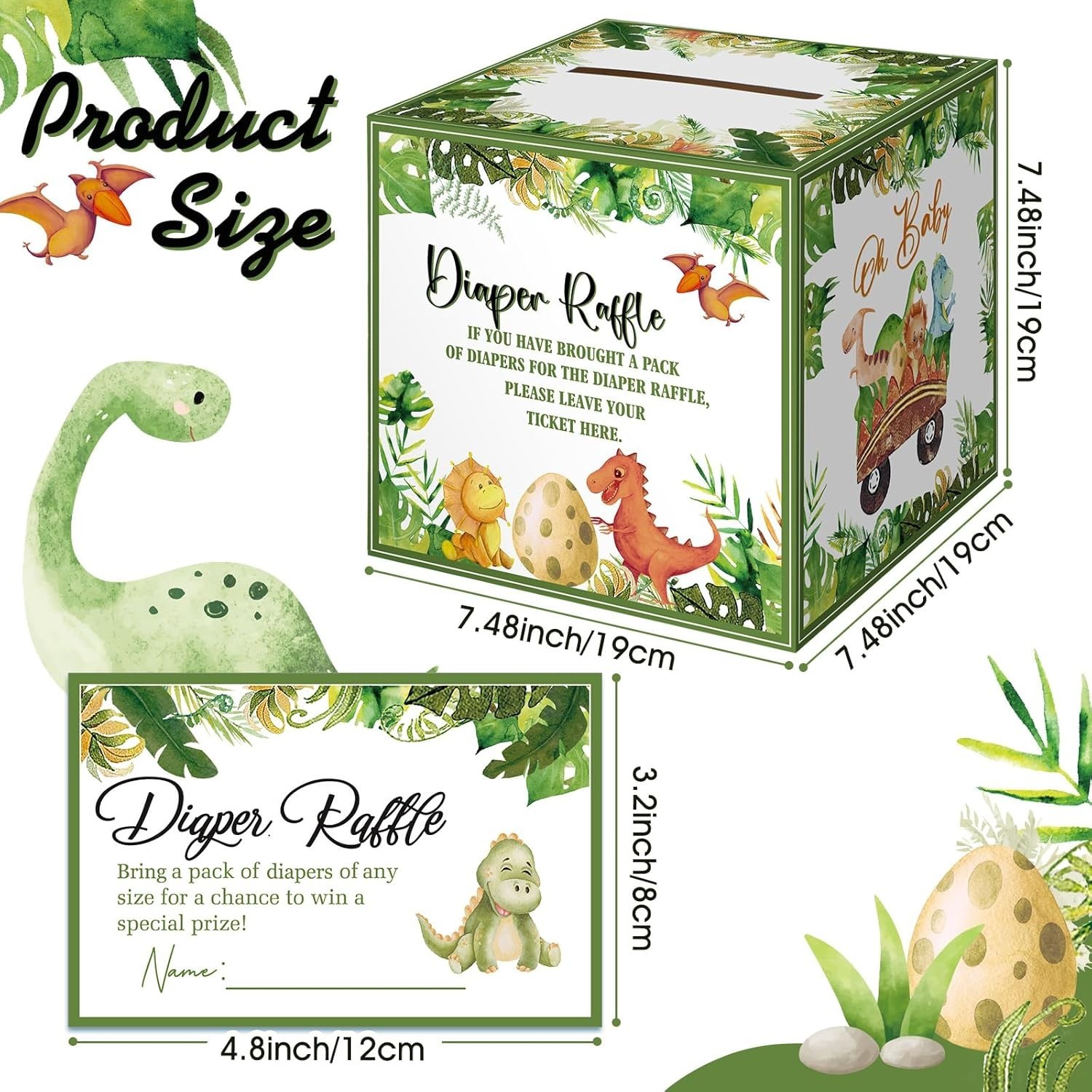 51 Pcs Diaper Raffle Box for Baby Shower Diaper Raffle Tickets with Box Cards Ba