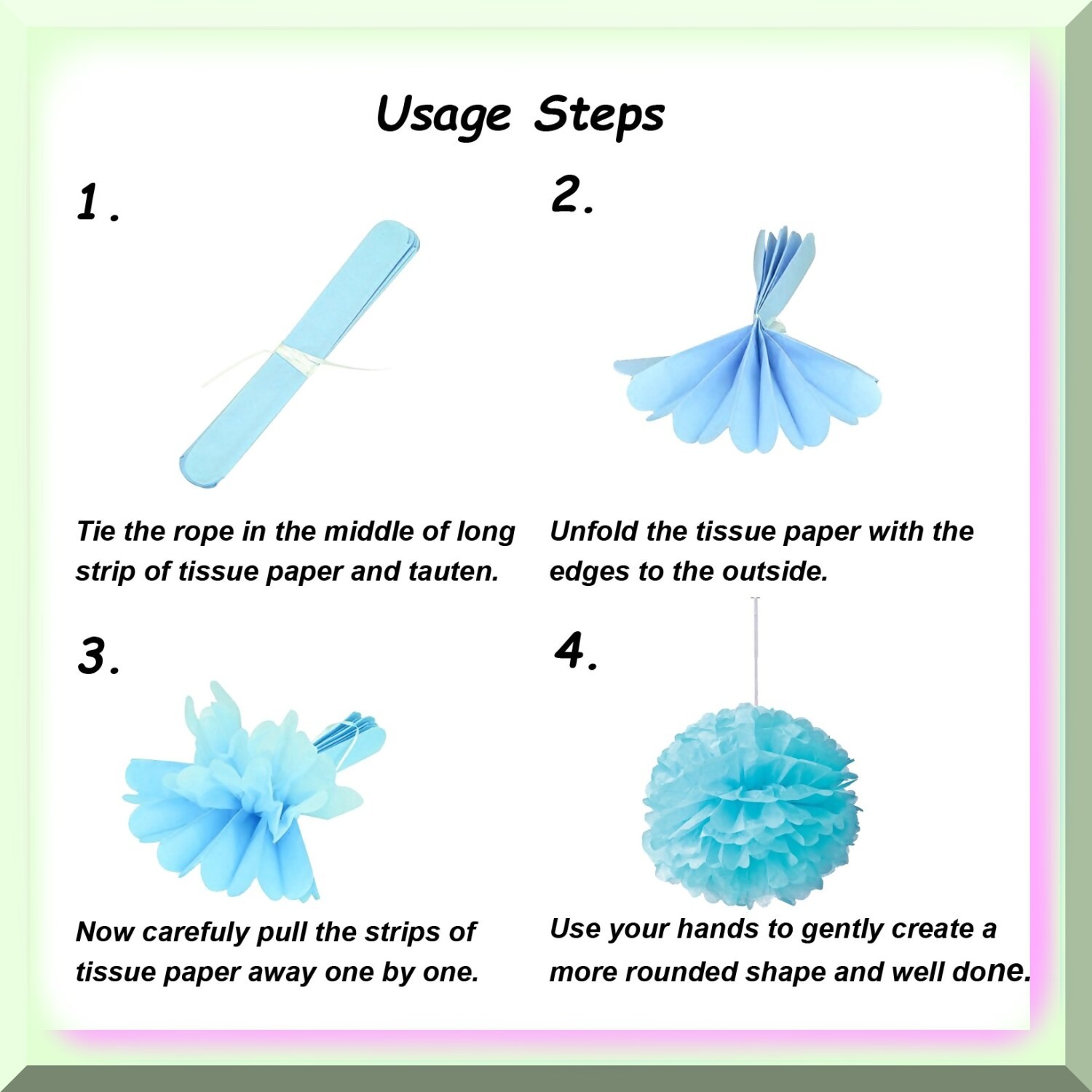 Sky Blue Tissue Paper Flower Ball Set for Celebrations
