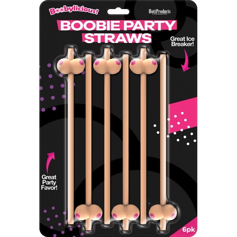 6pk Boobie Shaped Party Drinking Straws – Boobs Breast Adult Novelty Gag Joke