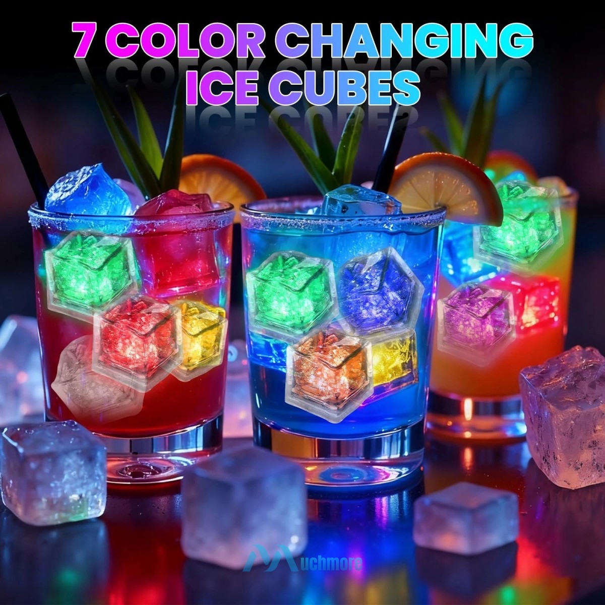 12~60Pcs Light up Ice Cubes for Drinks – Multi Color Fast Flashing Led Ice Cubes