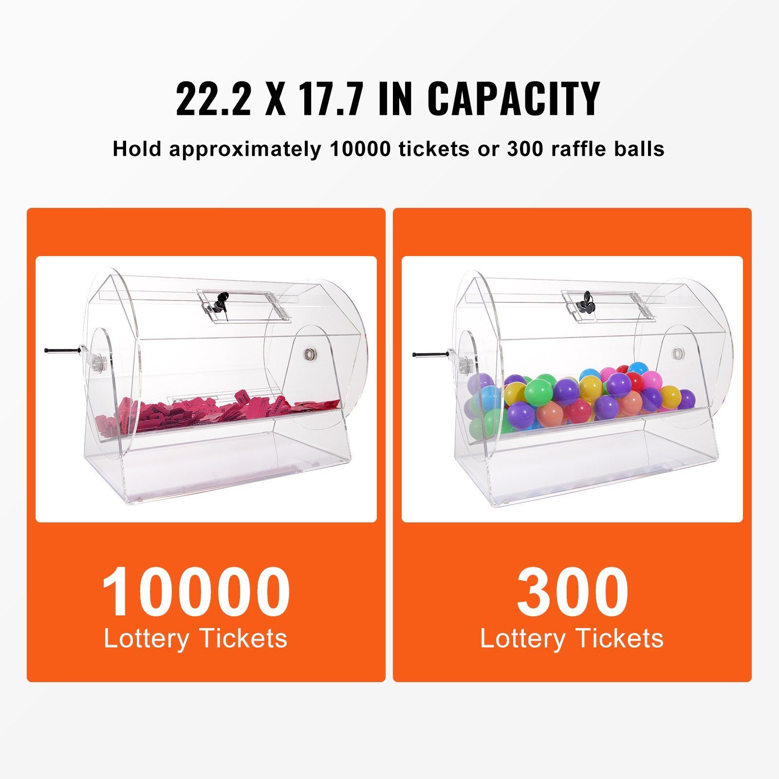 Raffle Drum,Professional Raffle Ticket Spinning Cage w/ 2 Keys Raffle Ticket Box