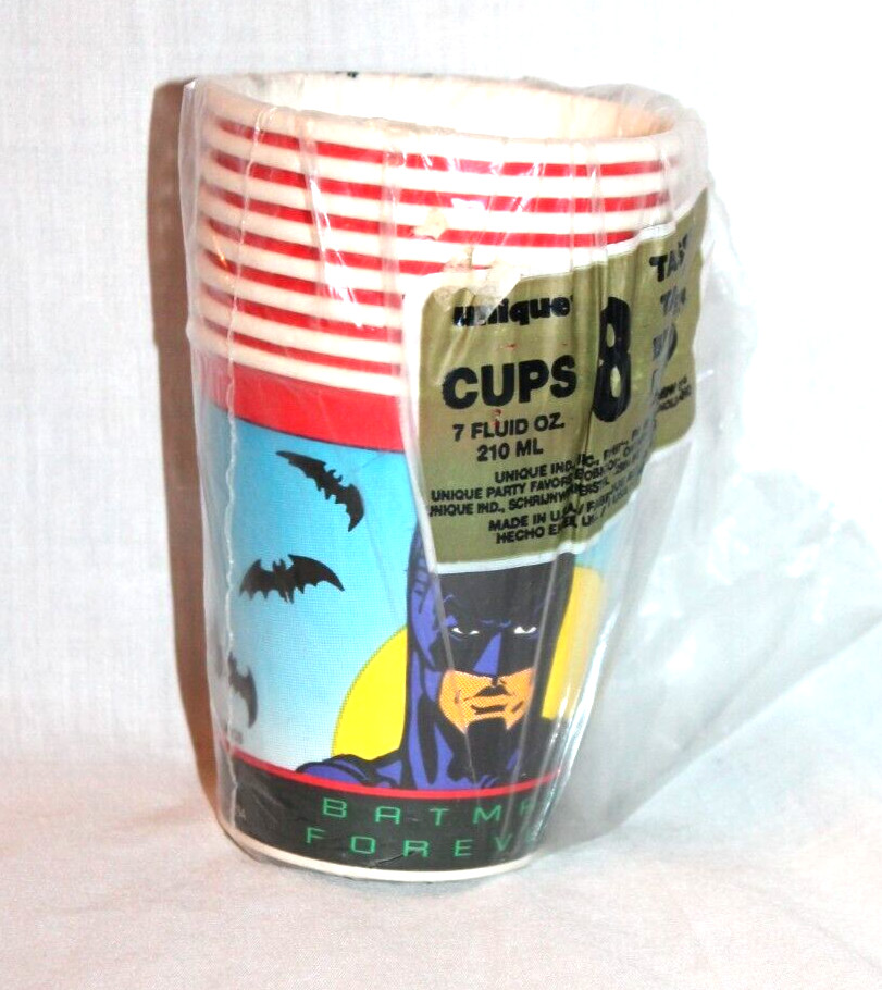 NEW IN PACKAGE 1995 VINTAGE BATMAN FOREVER 7 OZ CUPS PARTY SUPPLIES