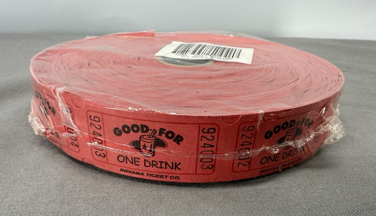 GOOD FOR ONE DRINK Single Tickets Stub Roll of 2000 Red Color Numbered NEW